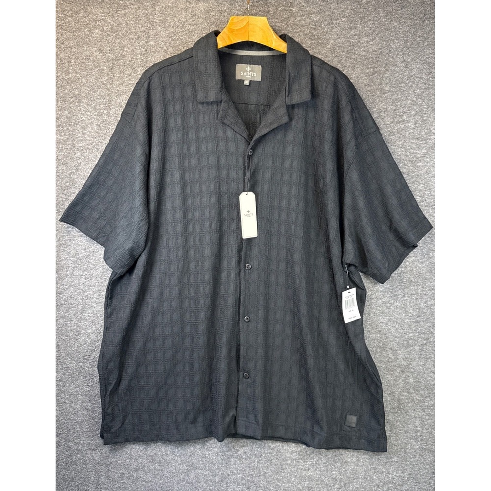 Saints Studio Button Down Shirt Women 3X Black Textured Short Sleeve Travel NWT